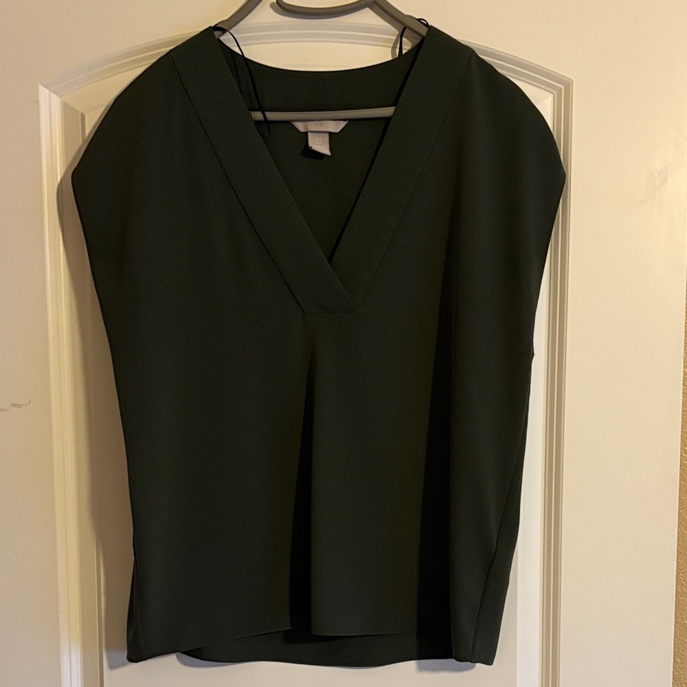 H&M Dark Green V-Neck Blouse
